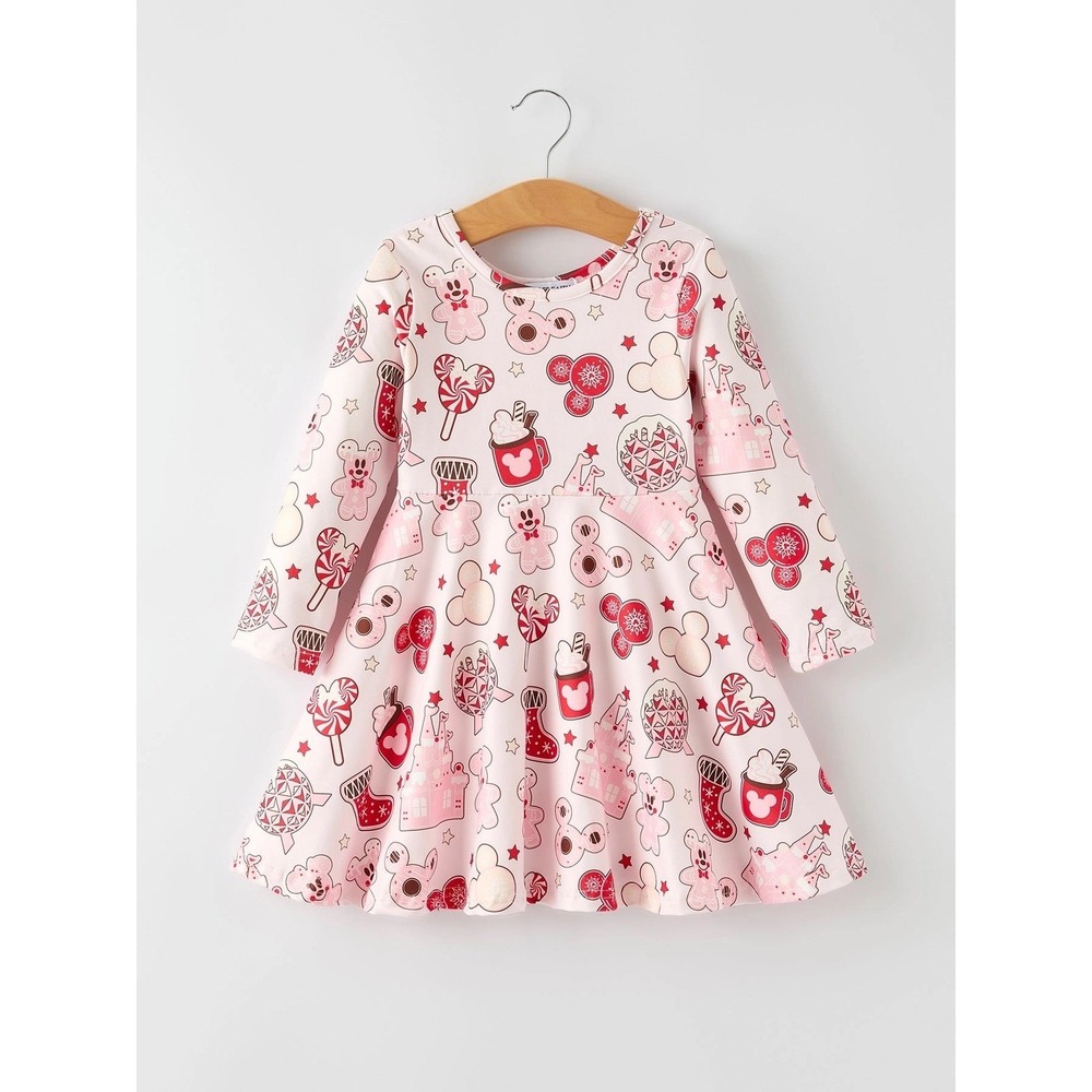 Toddler Girls 3T Pink Christmas Mickey Dress Sweet Holiday Cheer Candy Boutique